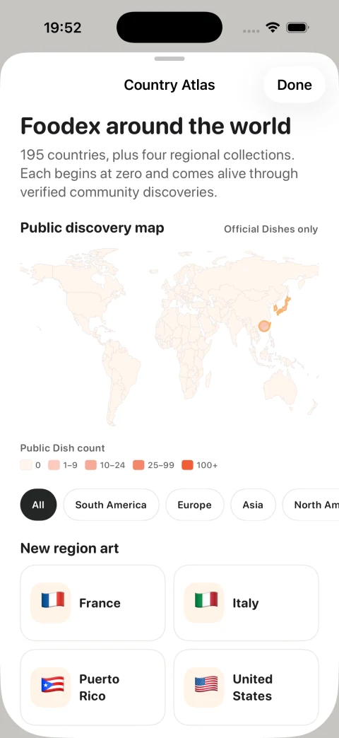 Foodex’s iOS food atlas and country guides.